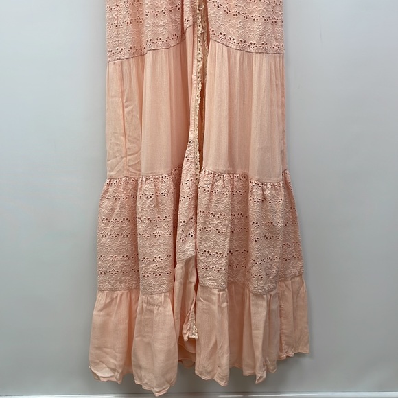 Playa Lucila Embroidered Eyelet Tiered Sleeveless Button-Up Maxi Dress Small - Picture 5 of 10